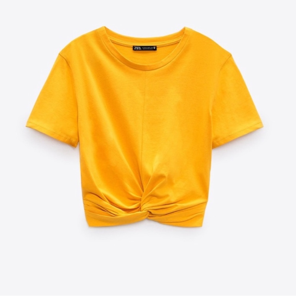 TAGS ON Zara Orange Tshirt Bottom Knot